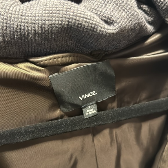 Vince Leather Suede Zip Up Hoodie Espresso Brown - Picture 4 of 7